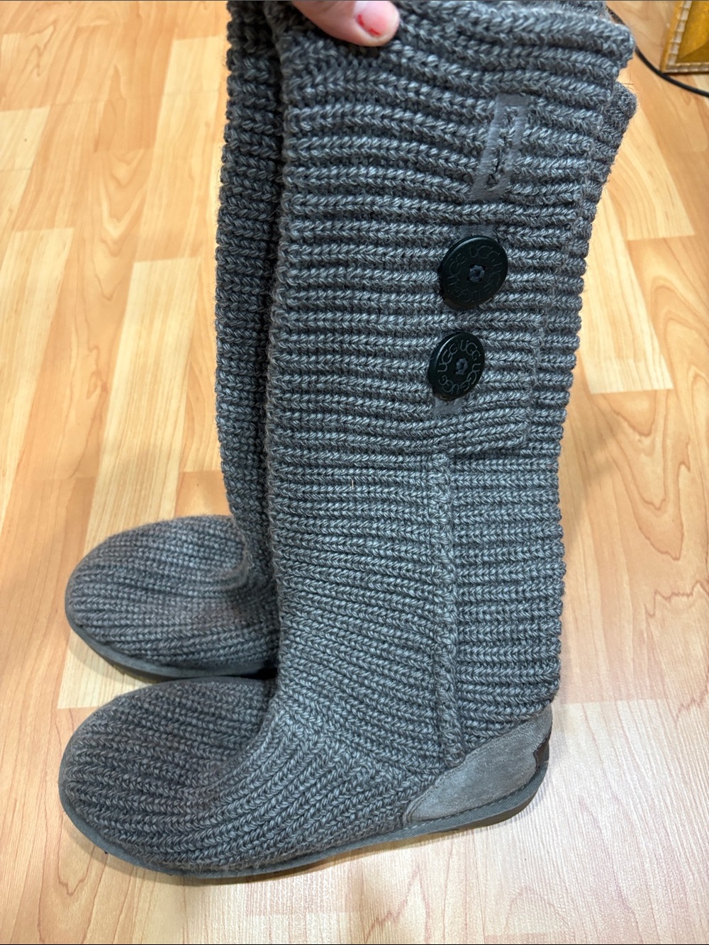 Ugg Knit Buttoned Tall Boot - Gray.